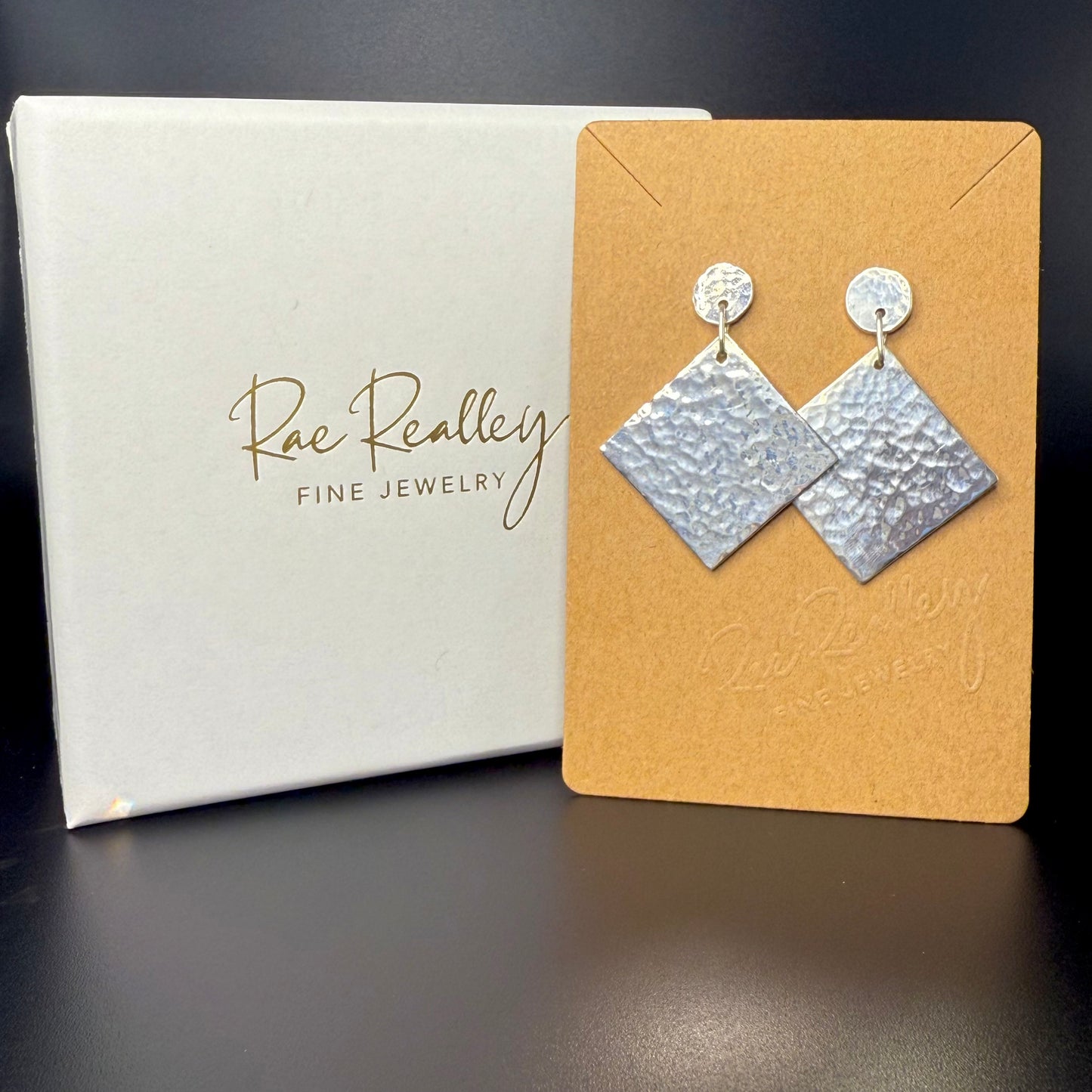 Hammered Square Statement Earrings