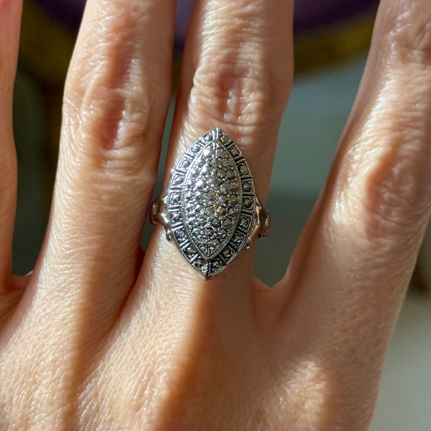 Vintage 14K Gold Electroplated Joseph Esposito Metal Marquis Ring