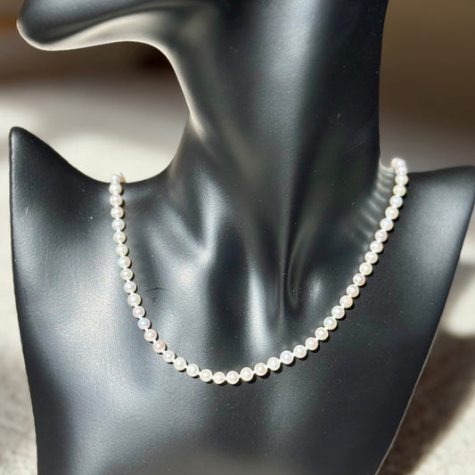 Akoya White Pearl Necklace, 5.0mm - AA+ Quality Sterling Silver, 18"