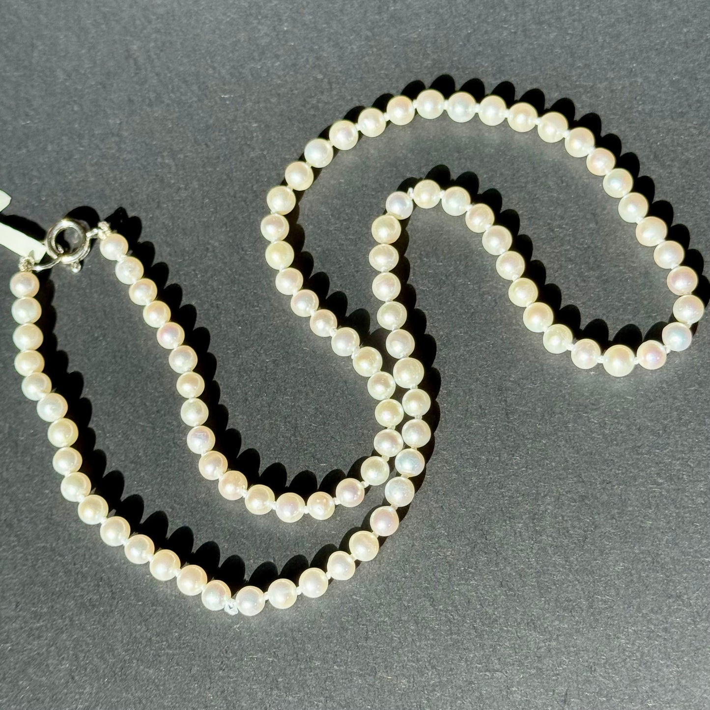 Akoya White Pearl Necklace, 5.0mm - AA+ Quality Sterling Silver, 18"