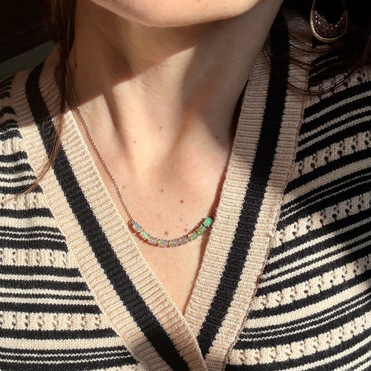 Ethiopian Opal Tennis Necklace, Sterling Silver, 18"