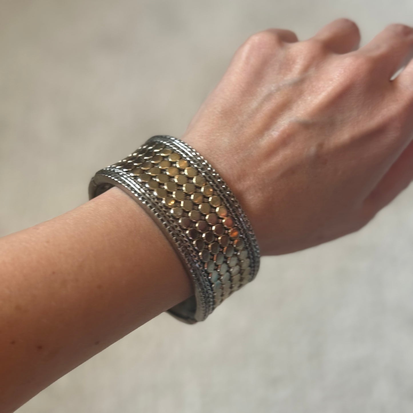Silver and Gold Toned Clamp Bracelet