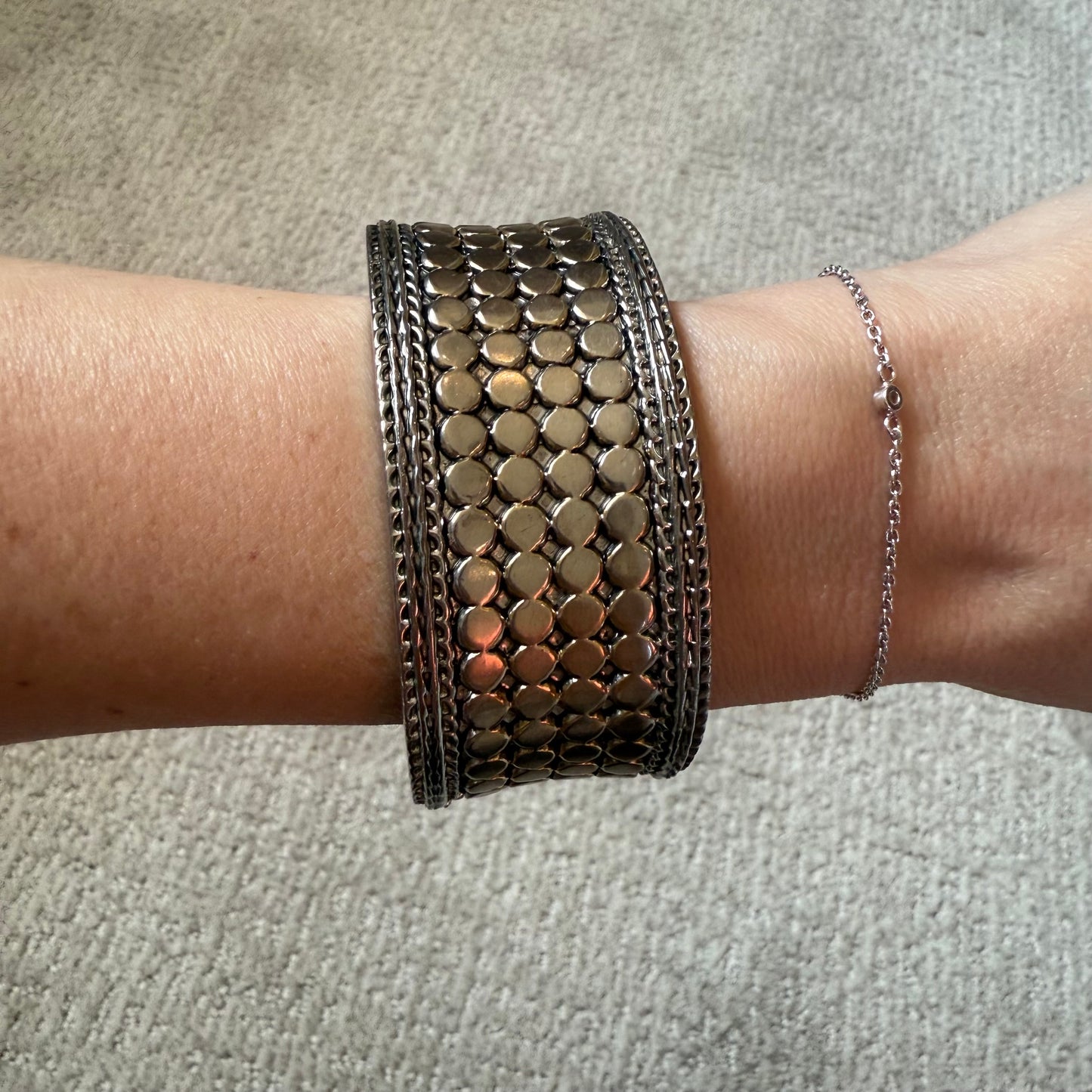 Silver and Gold Toned Clamp Bracelet