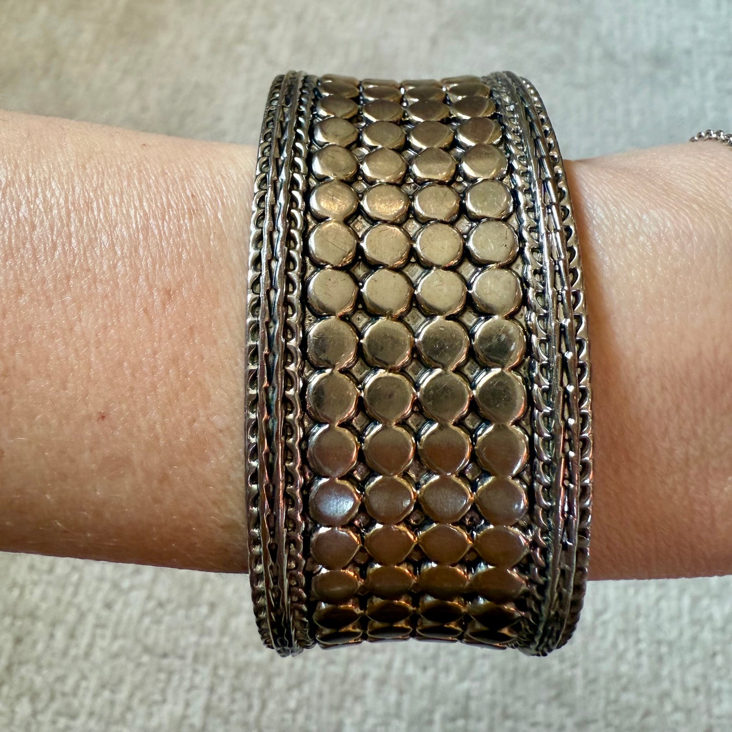 Silver and Gold Toned Clamp Bracelet