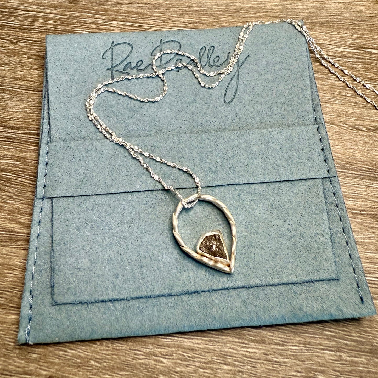 Teardrop Necklace with Uncut Black Diamond
