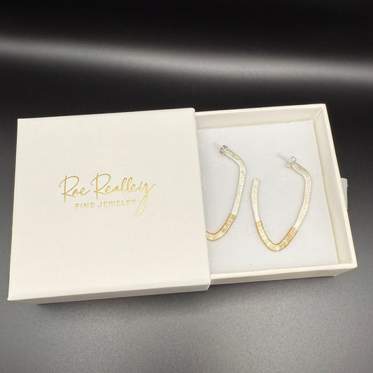 Mixed Metal Textured Hoop Earrings