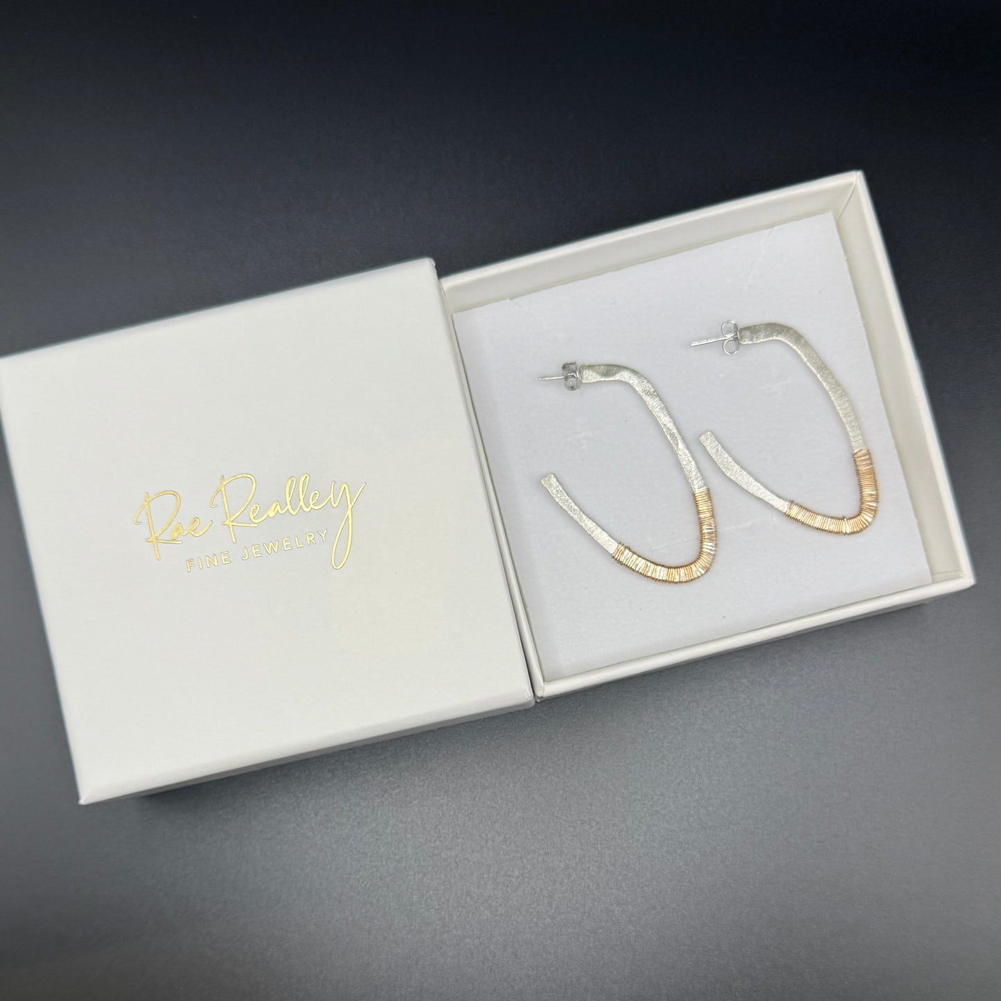 Mixed Metal Textured Hoop Earrings