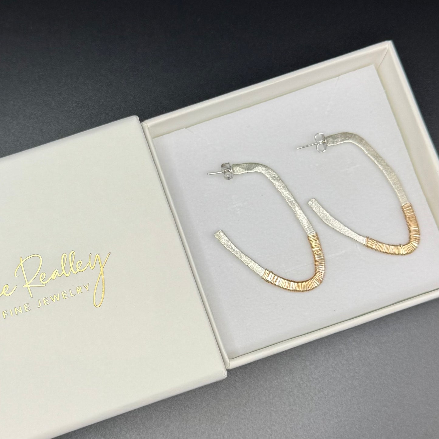 Mixed Metal Textured Hoop Earrings