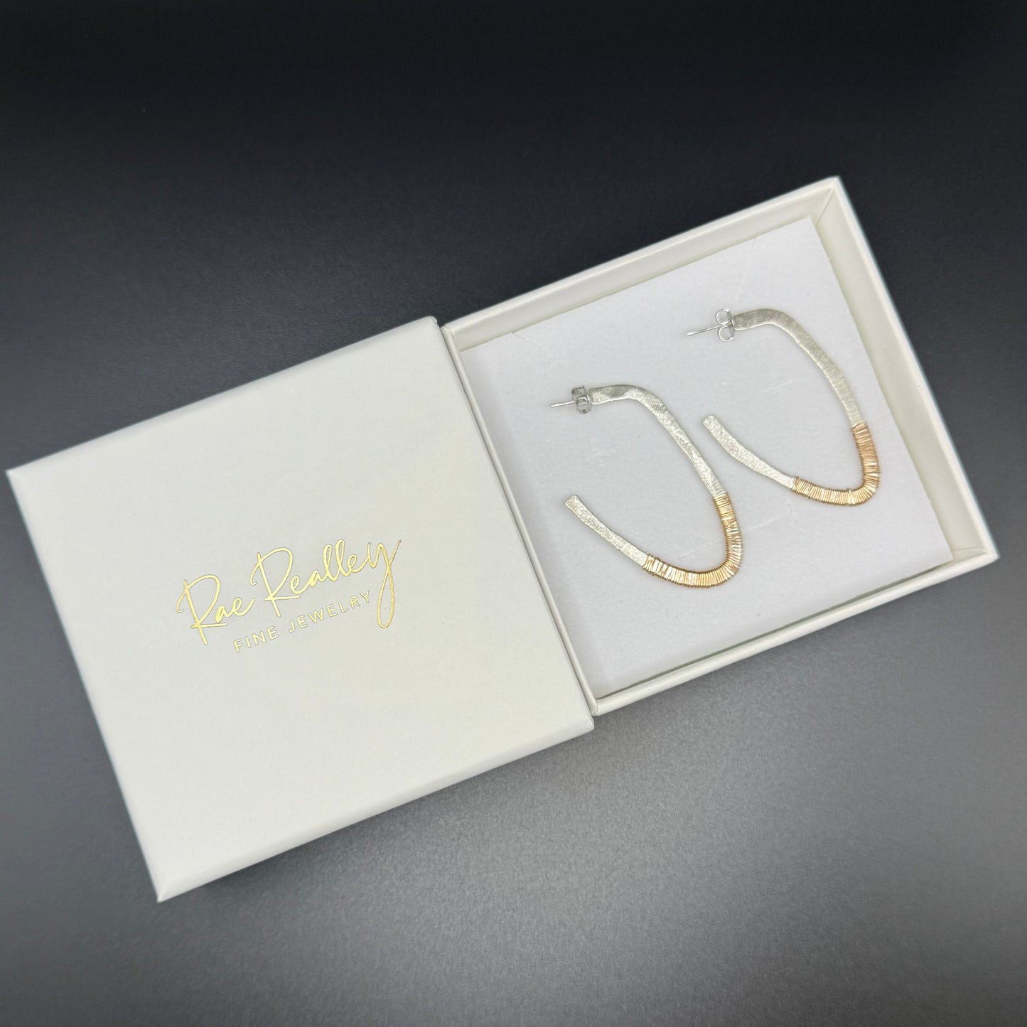 Mixed Metal Textured Hoop Earrings