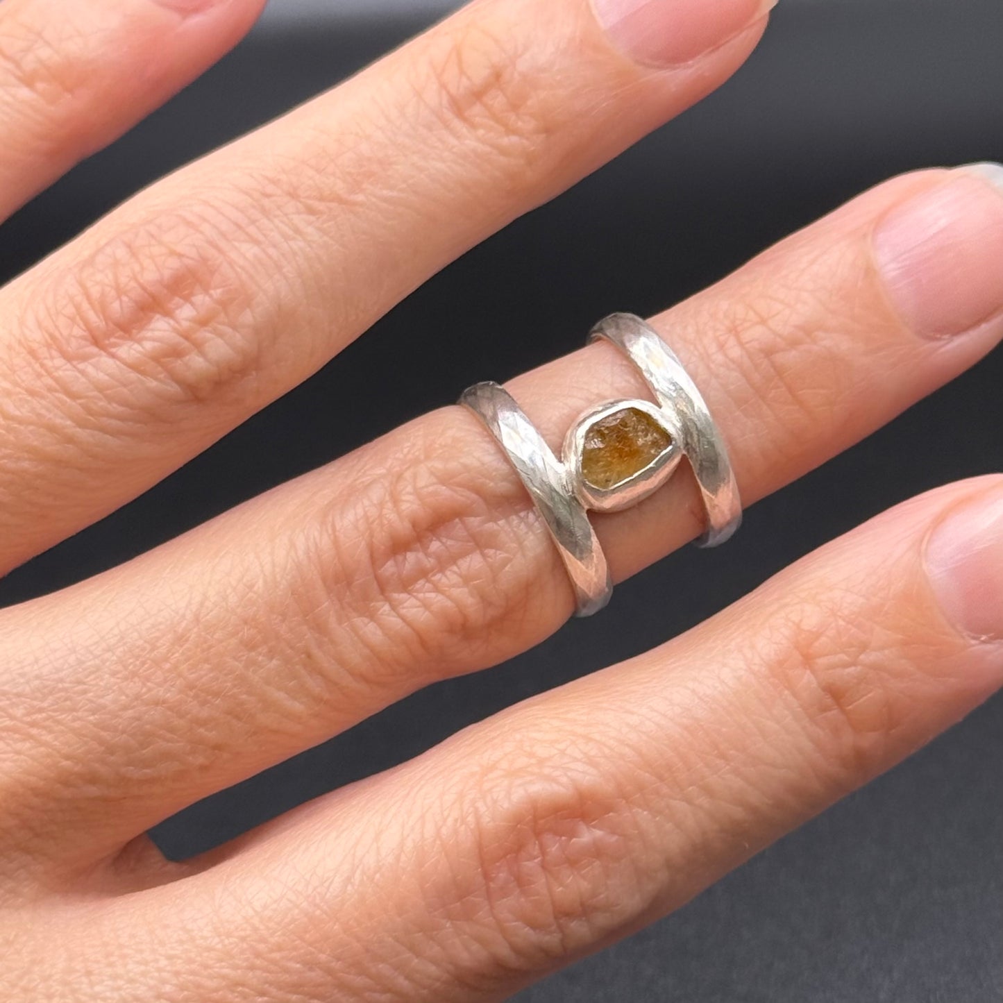 Midi Ring with Uncut Orange Montana Sapphire