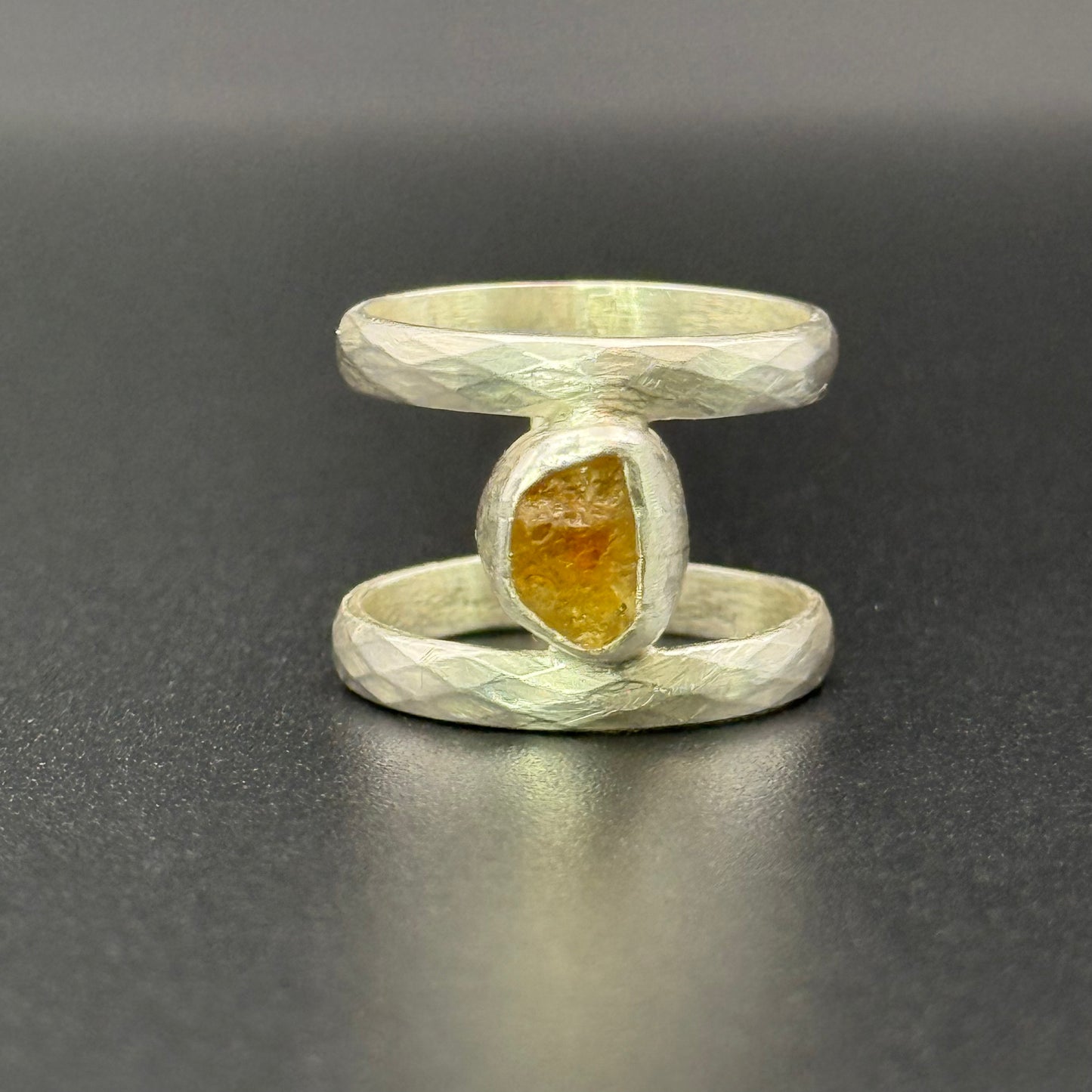 Midi Ring with Uncut Orange Montana Sapphire