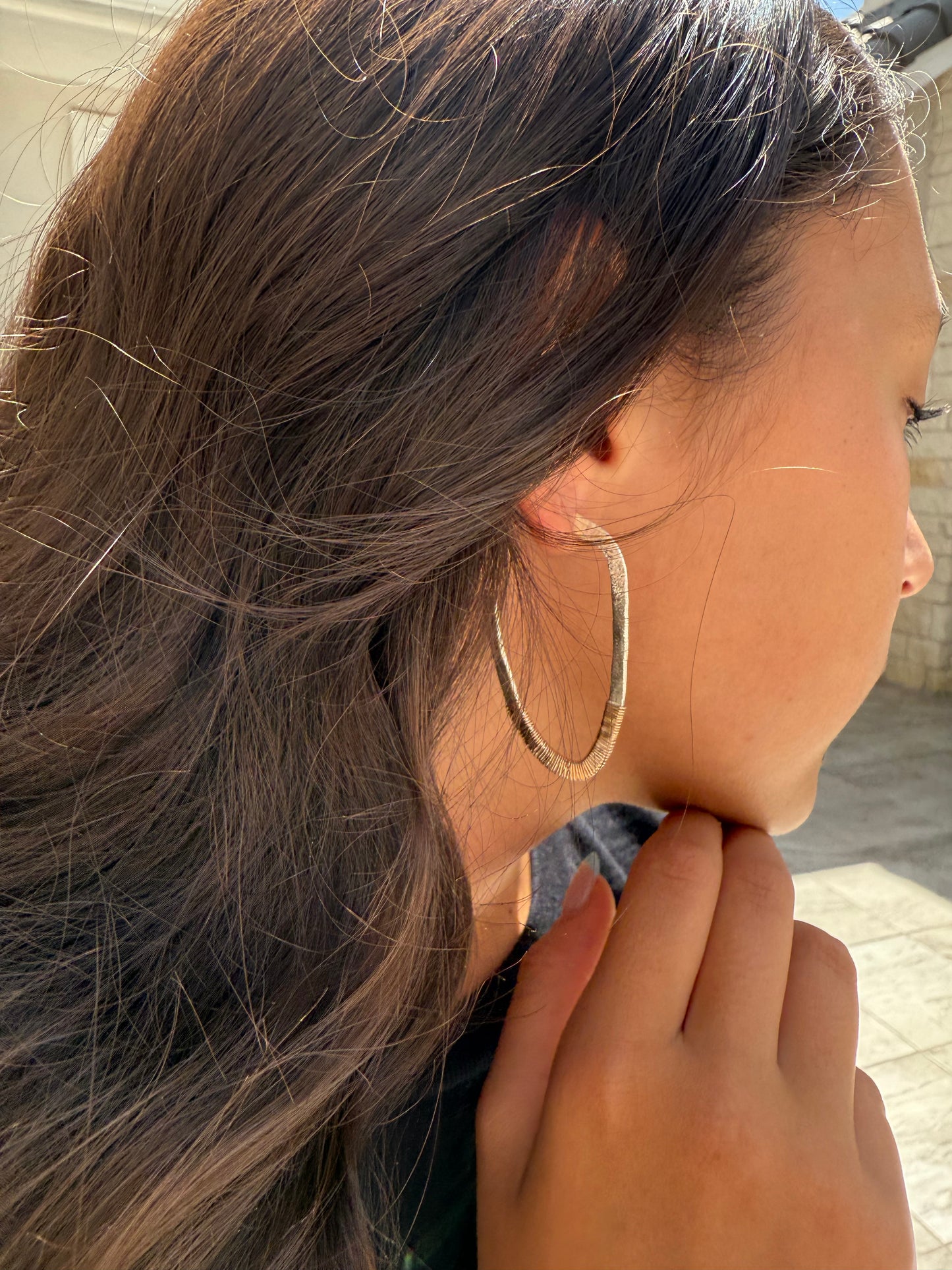 Mixed Metal Textured Hoop Earrings