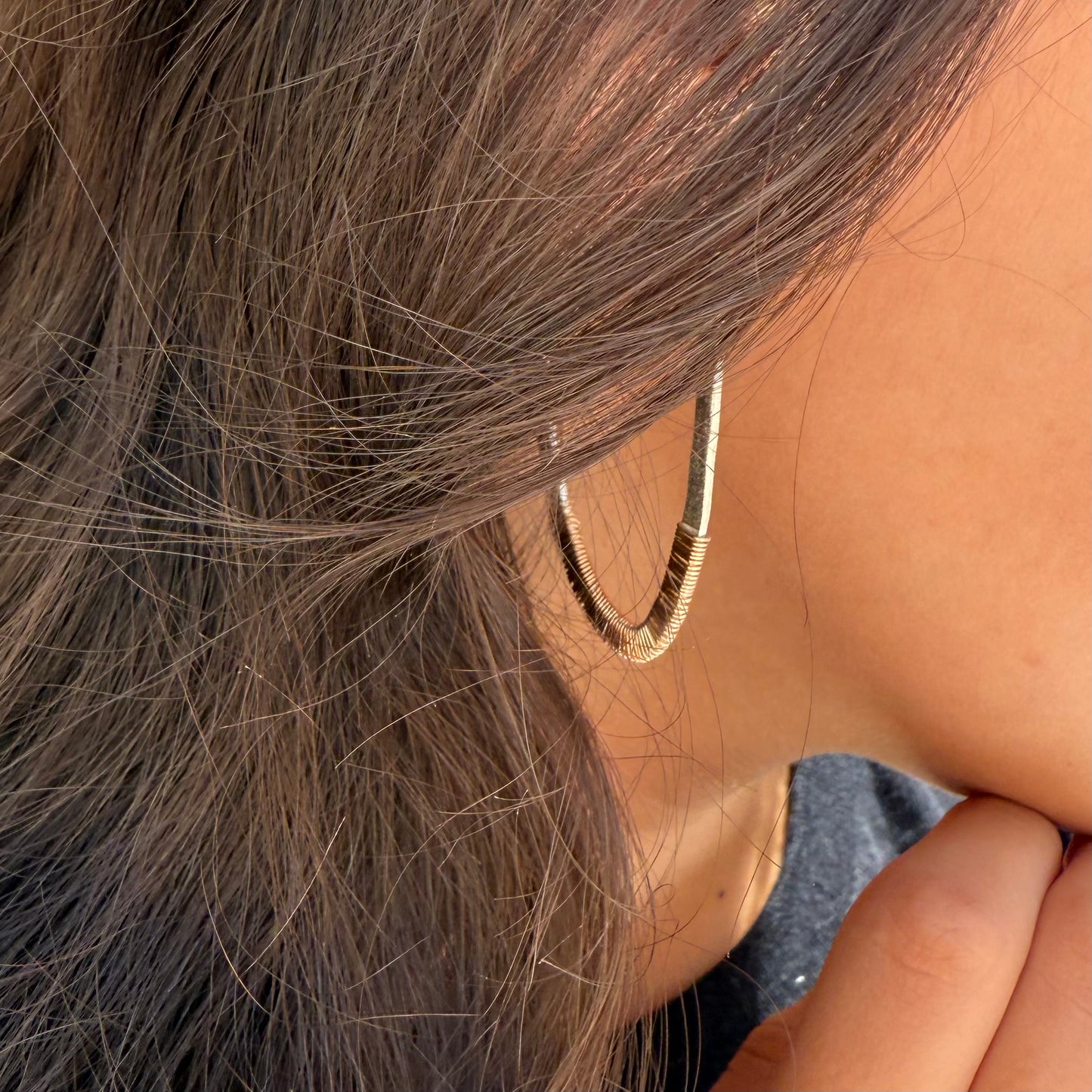 Mixed Metal Textured Hoop Earrings