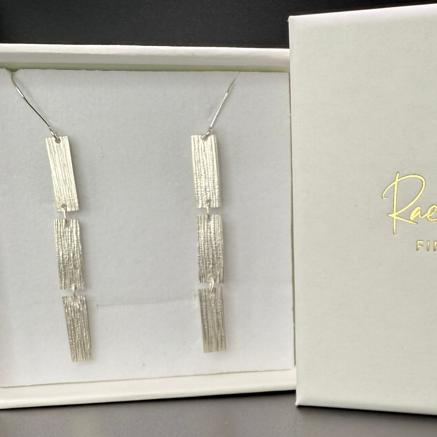 Textured Sterling Silver Drop Earrings