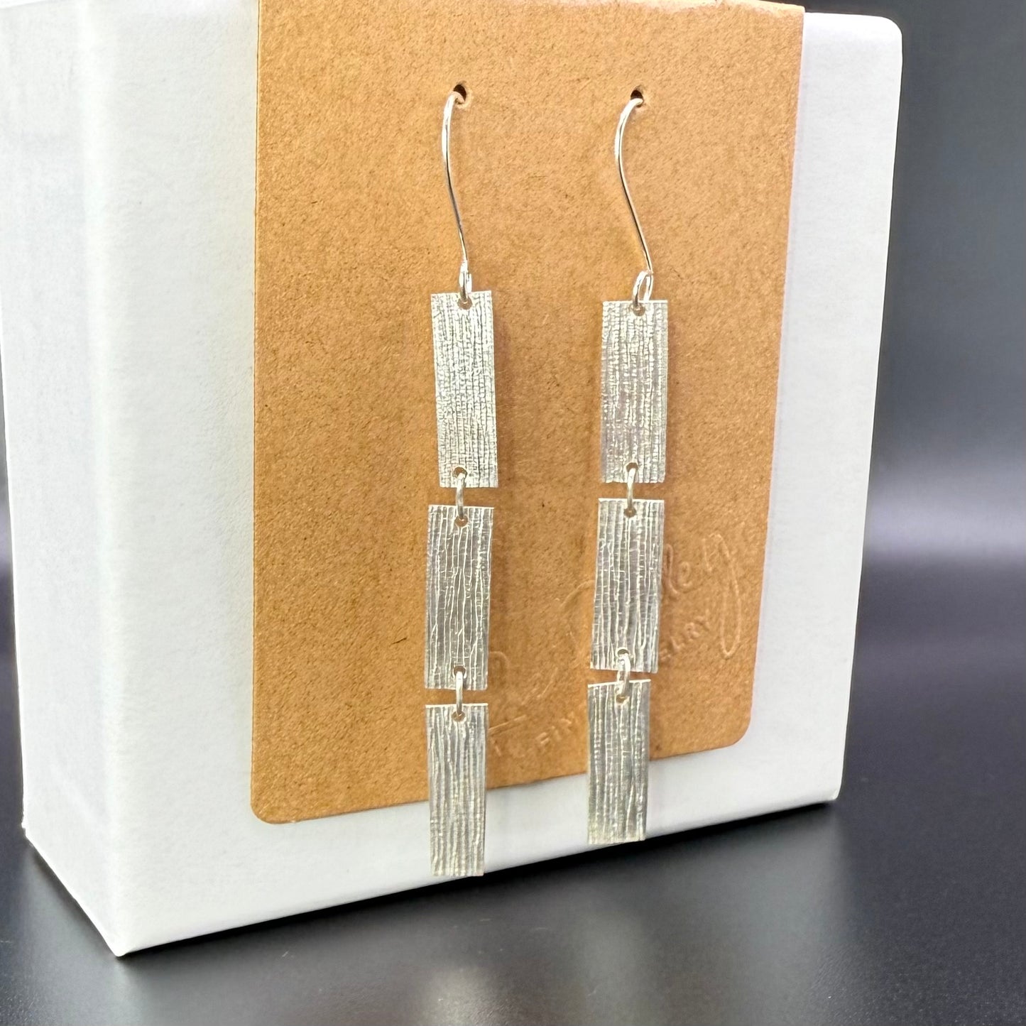 Textured Sterling Silver Drop Earrings