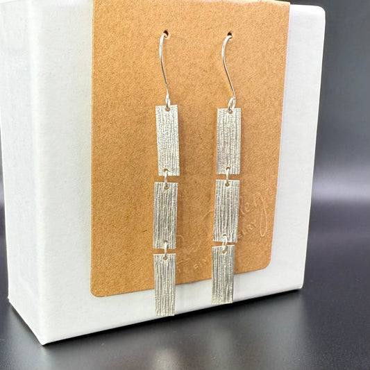 Textured Sterling Silver Drop Earrings
