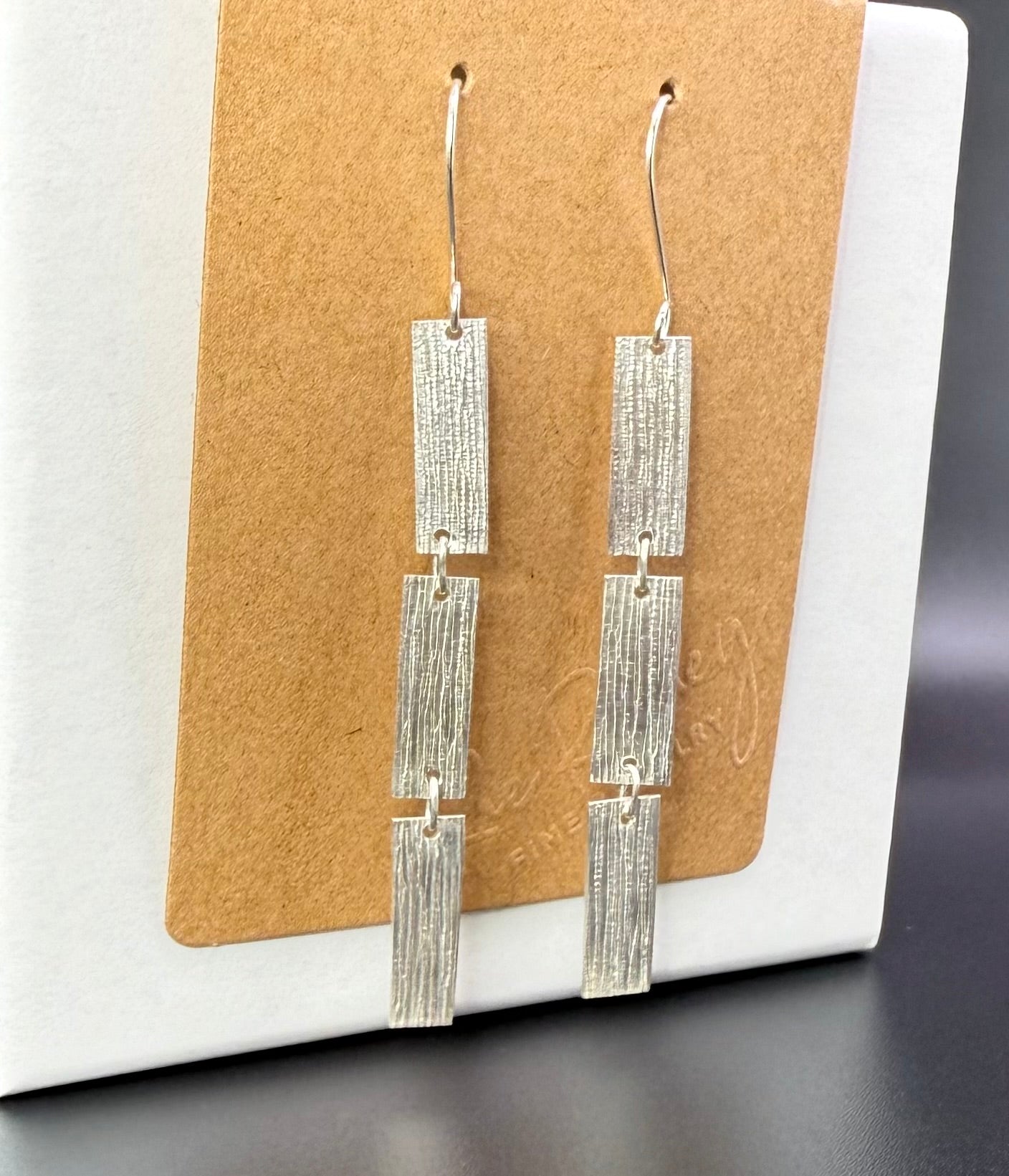 Textured Sterling Silver Drop Earrings