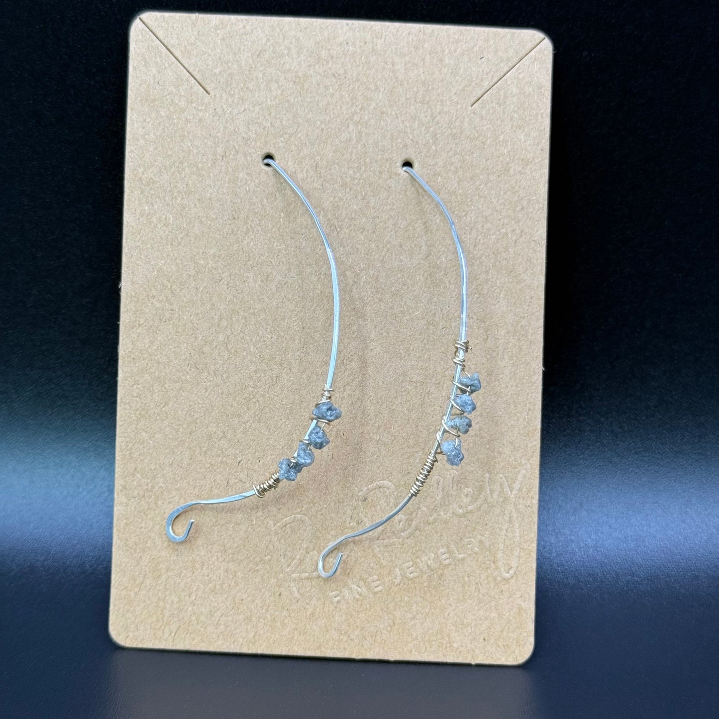 Lightweight Hoops with Uncut Black Diamonds