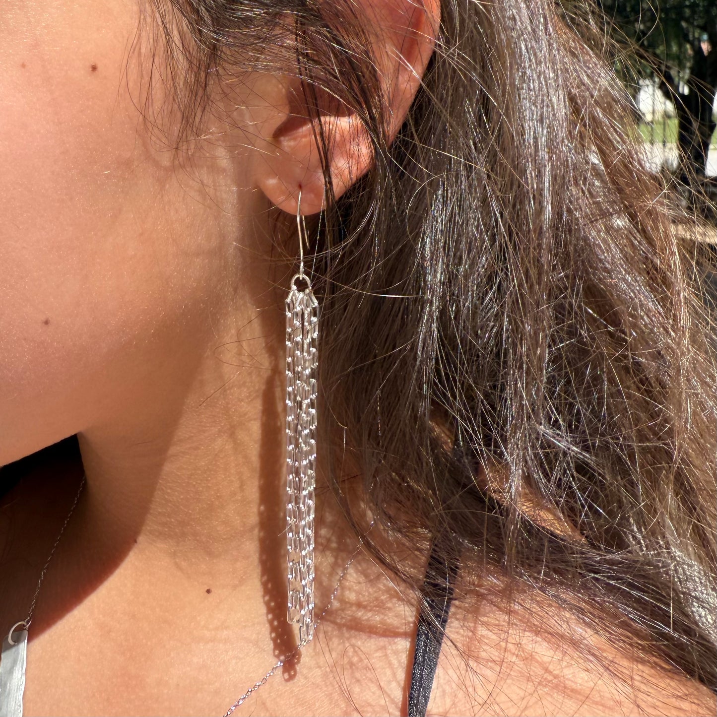 Diamond Cut Cascade Chain Earrings