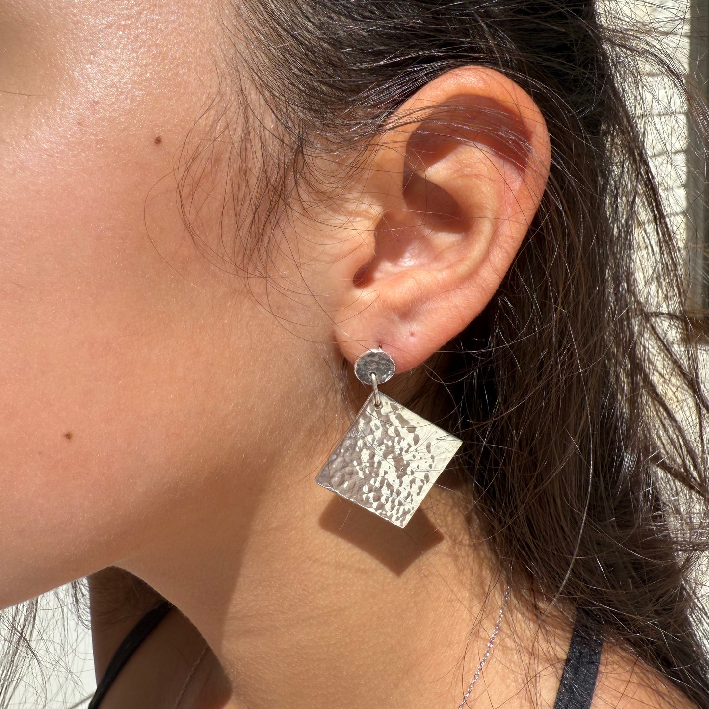 Hammered Square Statement Earrings