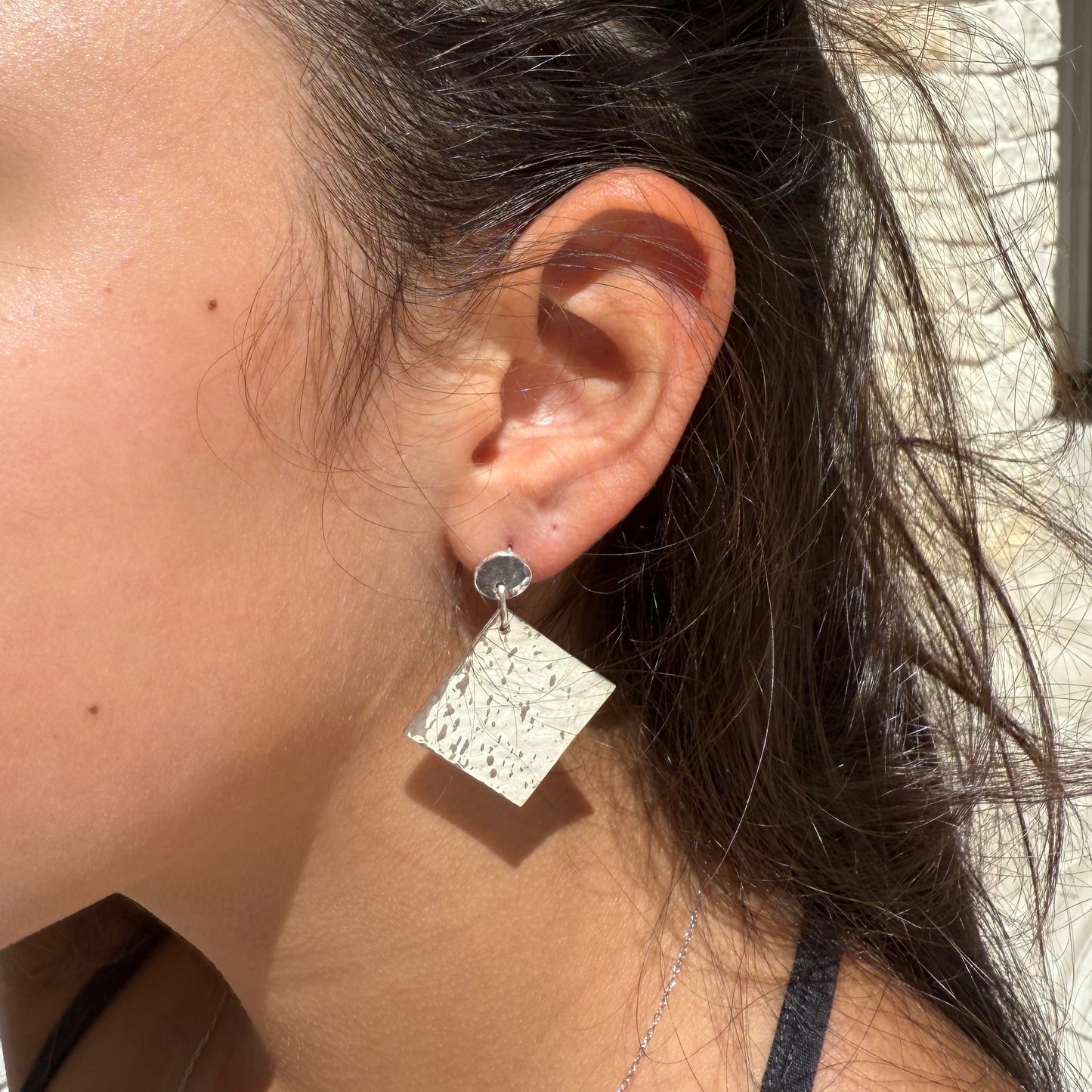 Hammered Square Statement Earrings