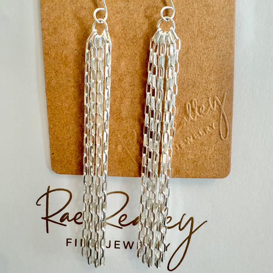 Diamond Cut Cascade Chain Earrings