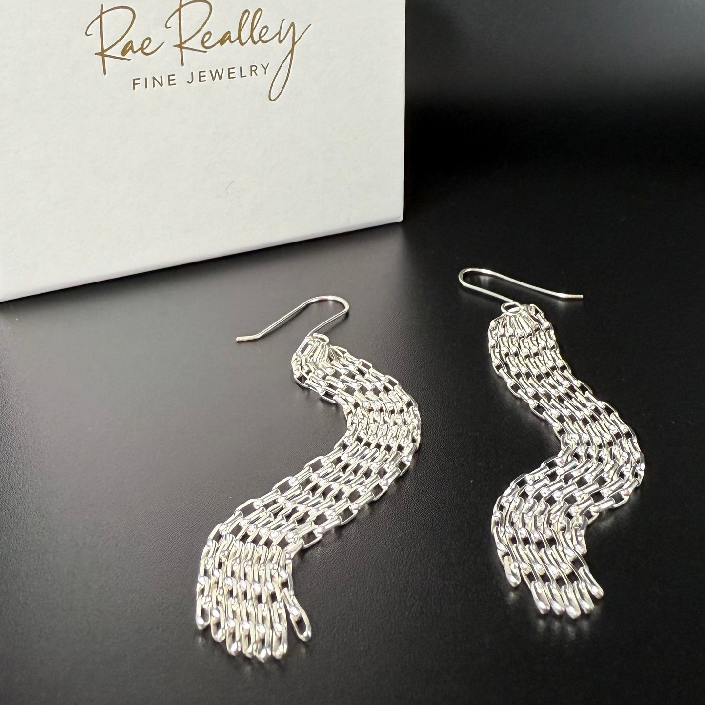 Diamond Cut Cascade Chain Earrings
