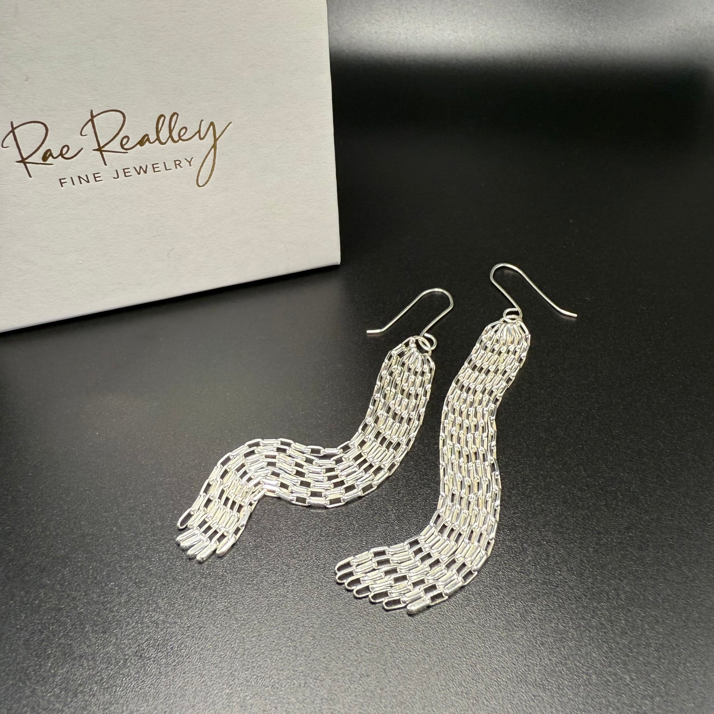 Diamond Cut Cascade Chain Earrings