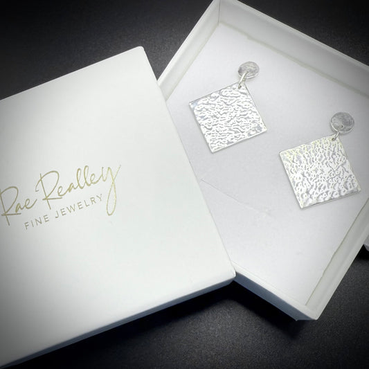 Hammered Square Statement Earrings