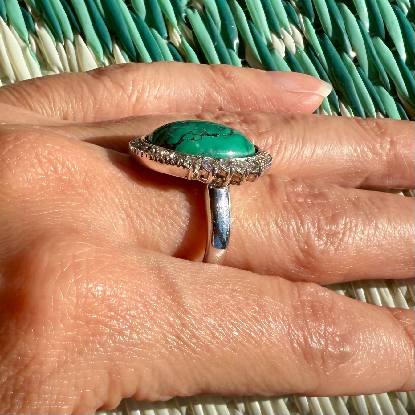 Vintage Joseph Esposito Turquoise Halo Ring