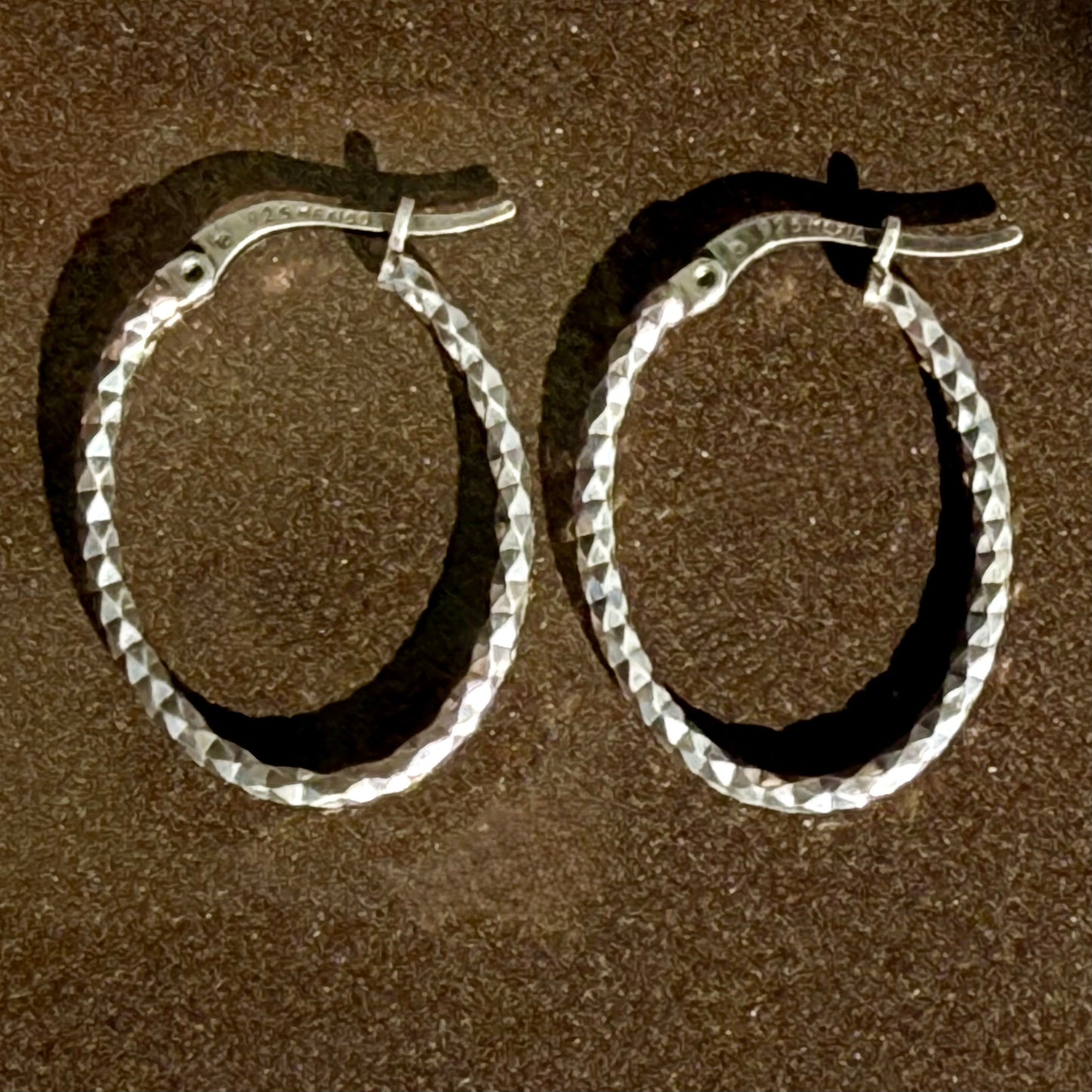 Sterling Silver Diamond Cut Hoop Earrings