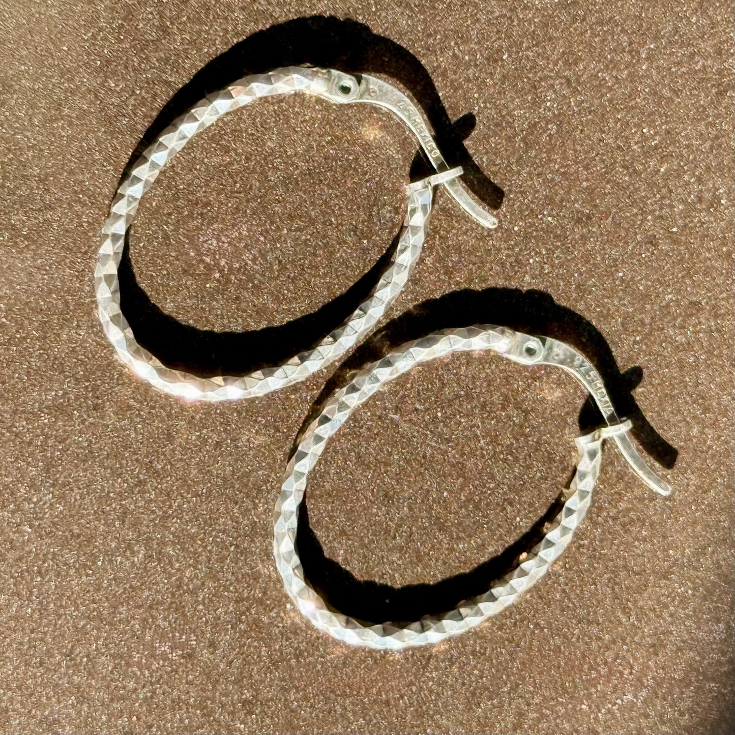 Sterling Silver Diamond Cut Hoop Earrings