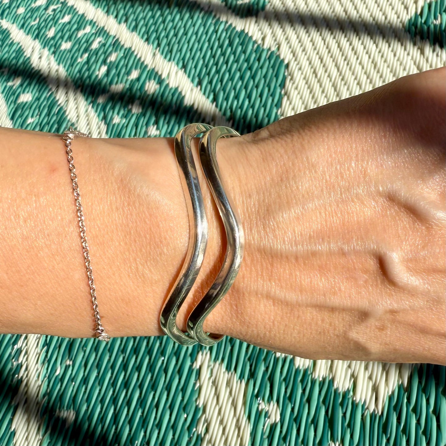 Vintage Sterling Silver Wave Cuff Bracelet