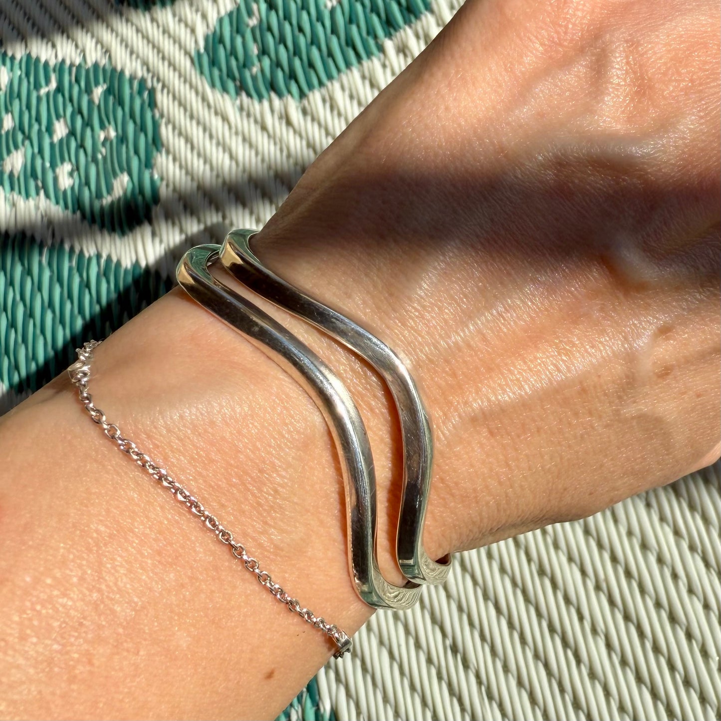 Vintage Sterling Silver Wave Cuff Bracelet