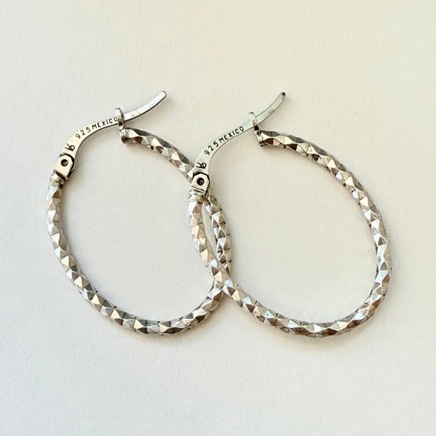 Sterling Silver Diamond Cut Hoop Earrings