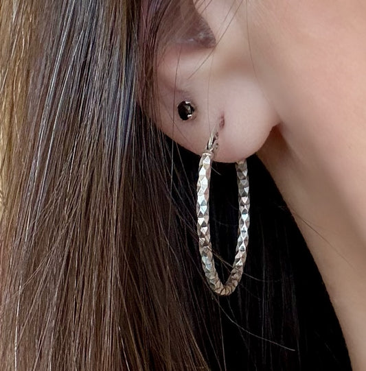 Sterling Silver Diamond Cut Hoop Earrings