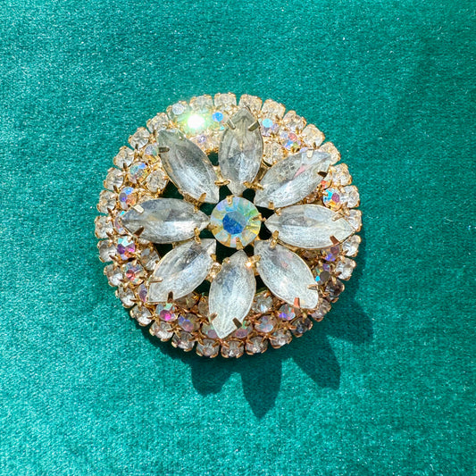 Vintage Juliana Aurora Borealis Rhinestone Flower Brooch