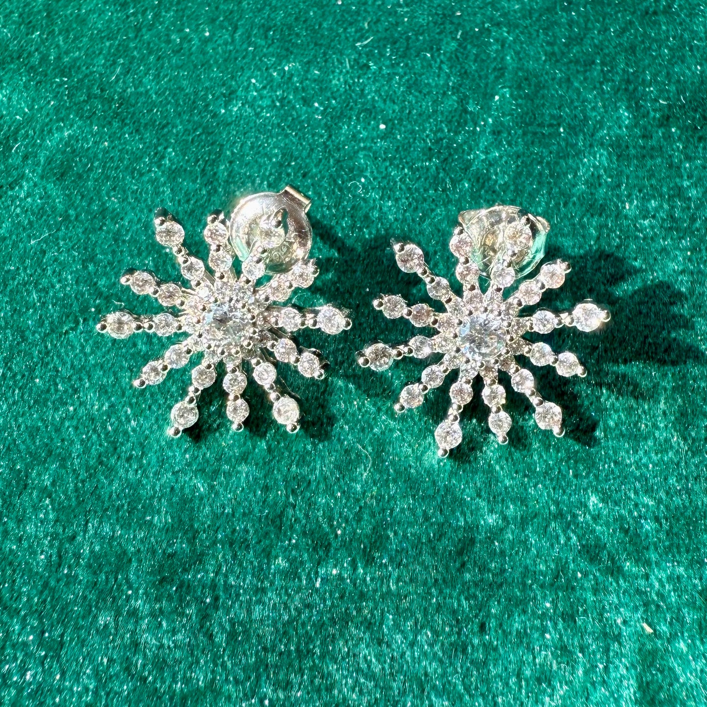 Sterling Silver Crystal Snowflake Stud Earrings