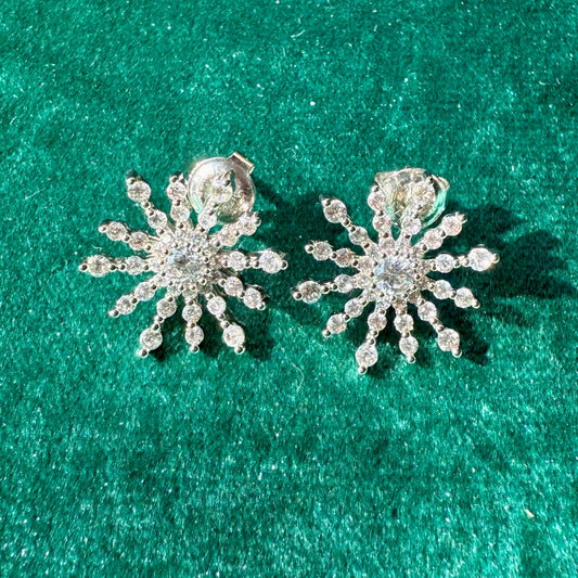 Sterling Silver Crystal Snowflake Stud Earrings
